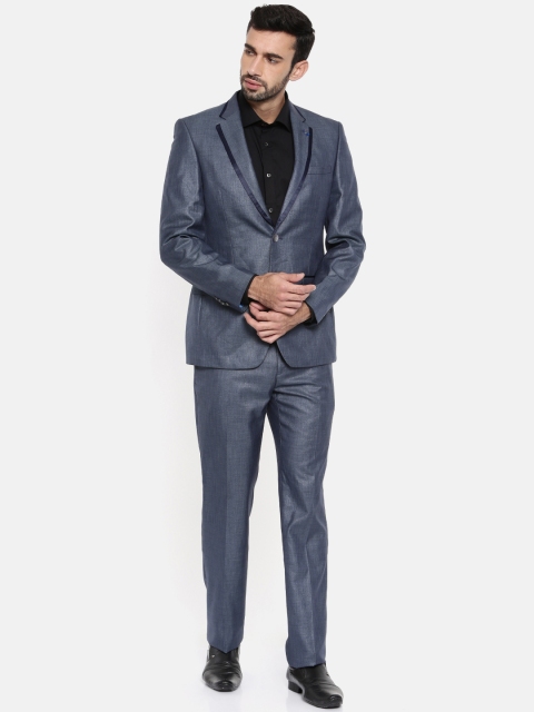 Raymond Men Blue Solid Single-Breasted Contemporary Fit Formal Suit