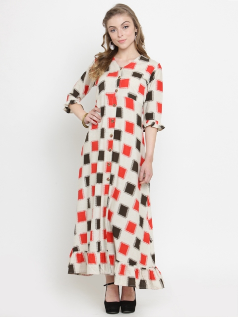 

Indibelle Women Off-White Printed Maxi Dress