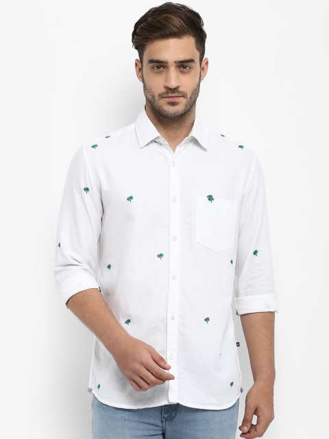 

Parx Men White Slim Fit Printed Casual Shirt