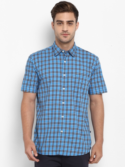 

Parx Men Blue Slim Fit Checked Casual Shirt