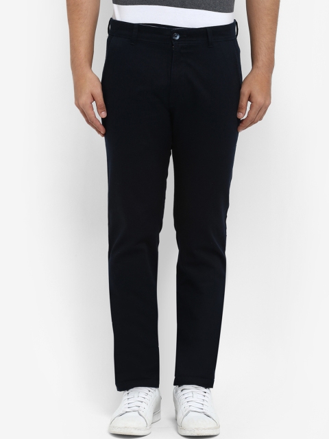 

Parx Men Navy Blue Slim Fit Self Design Regular Trousers