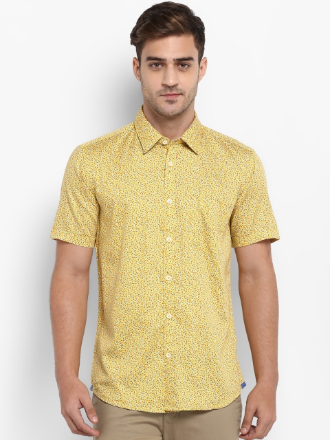 

Parx Men Yellow Slim Fit Printed Casual Shirt