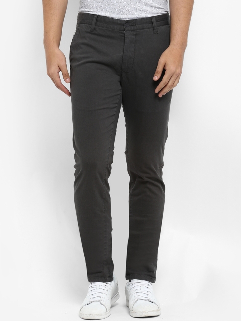 

Parx Men Grey Tapered Fit Self Design Regular Trousers