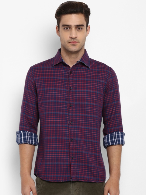 

Parx Men Blue & Red Slim Fit Checked Casual Shirt