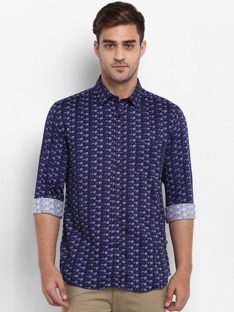 

Parx Men Blue Slim Fit Printed Casual Shirt