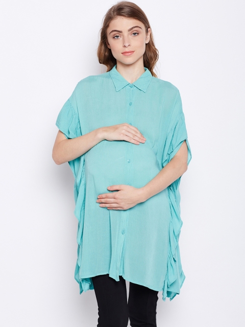 

Oxolloxo Women Green Regular Fit Solid Maternity Shirt