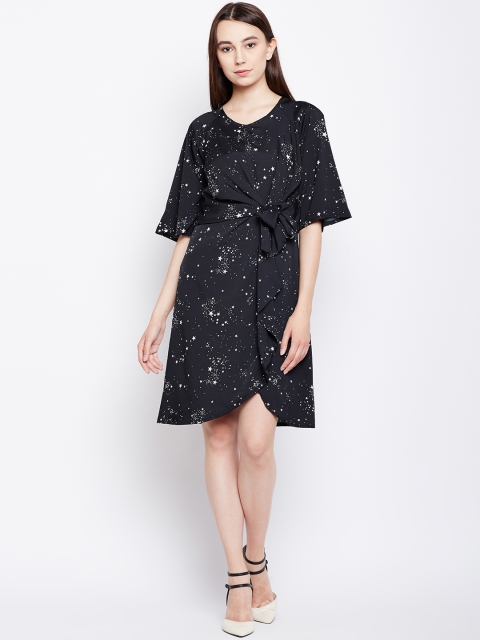 

Oxolloxo Women Black Printed Wrap Dress