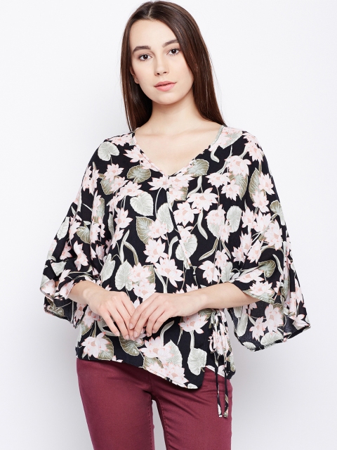 

Oxolloxo Women Black Printed Wrap Top
