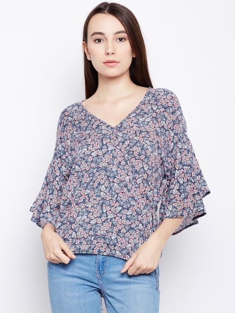 

Oxolloxo Women Blue Printed Wrap Top