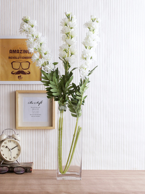 

Fourwalls Set Of 3 White & Green Artificial Bailey Flower Sticks without Vase