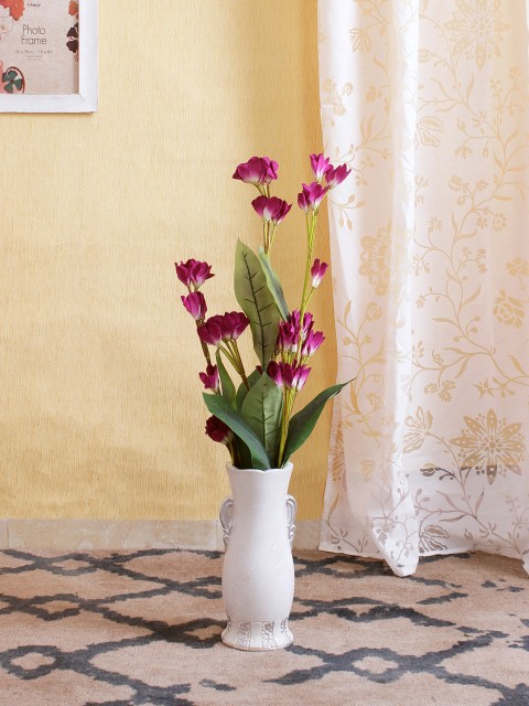 

Fourwalls Set of 3 Purple & Green Artificial Frangipani Flower Stick without Vase