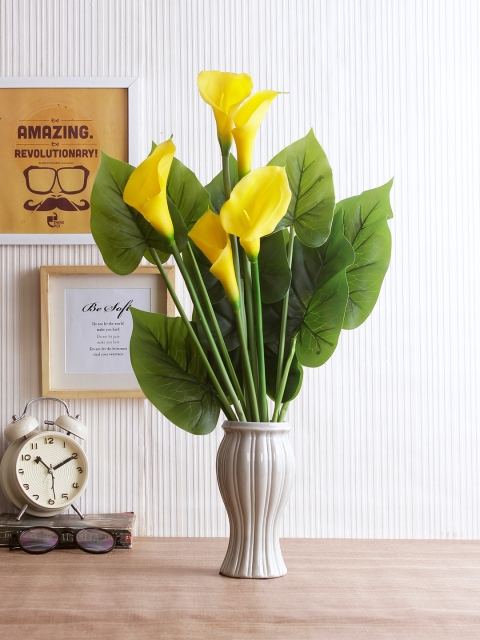 

Fourwalls Yellow & Green Artificial Calla Lily Floor Plant Without Pot