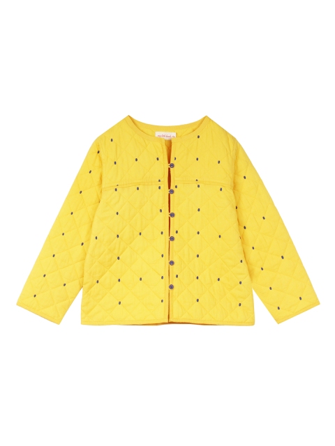 

My Little Lambs Girls Yellow Solid Lightweight Quilted Jacket