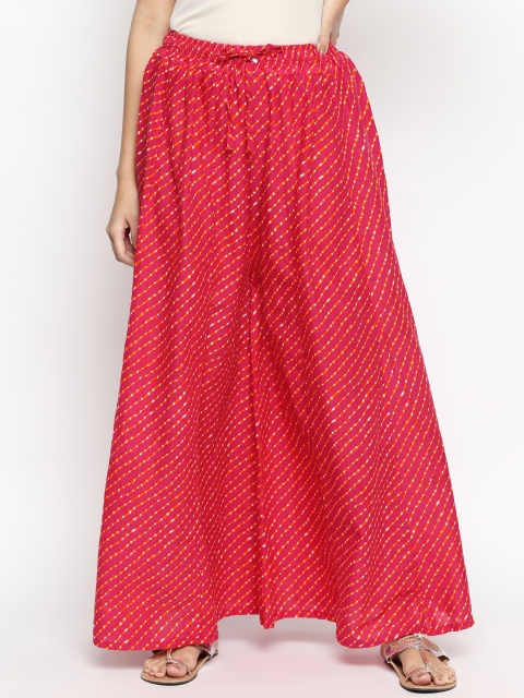 

Ishin Women Pink Printed Wide Leg Palazzos