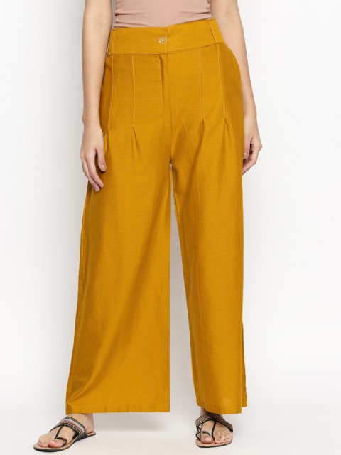 

Ishin Women Mustard Wide Leg Solid Palazzos