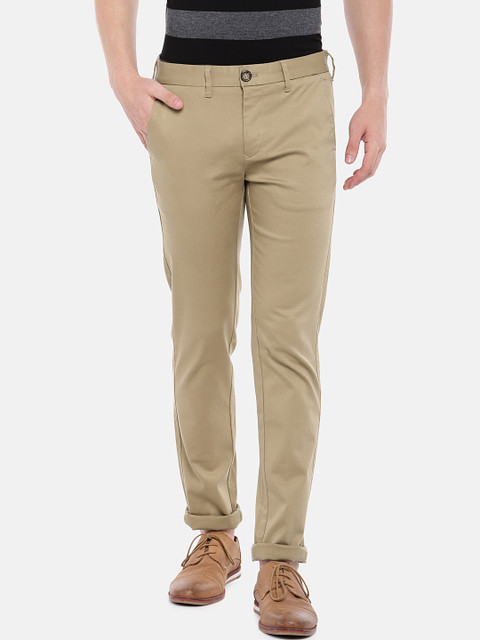 

Killer Men Khaki Comfort Slim Fit Self Design Formal Trousers