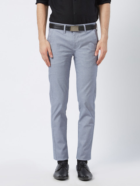 

Killer Men Blue Comfort Slim Fit Self Design Formal Trousers