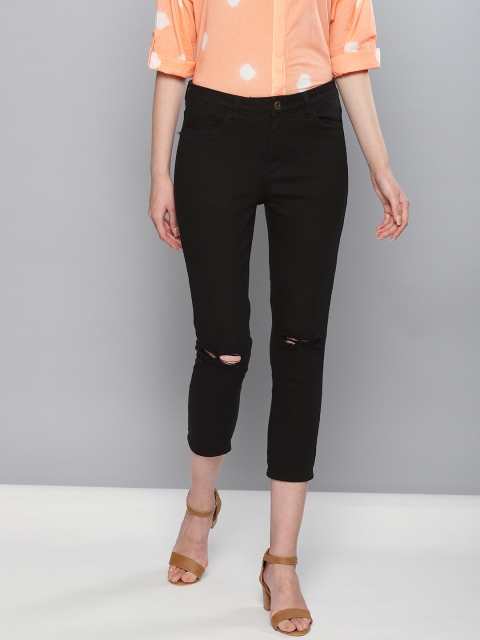 

Chemistry Women Black Skinny Fit Mid-Rise Slash Knee Stretchable Jeans