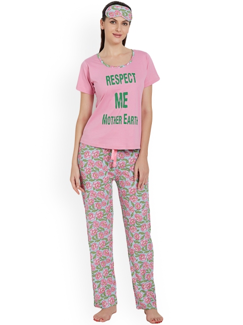

Libertina Women Pink & Sea Green Solid Night suit WTS00012