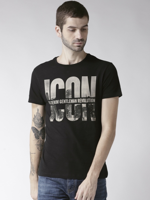 

GAS Men Black Printed Round Neck T-shirt