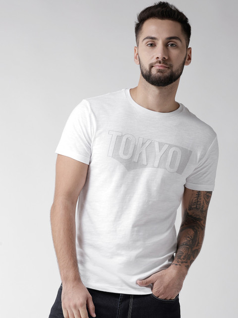 

GAS Men White Solid Round Neck T-shirt