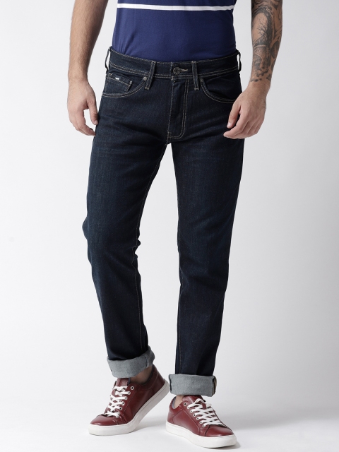 

GAS Men Navy Blue Straight Fit Mid-Rise Clean Look Stretchable Jeans