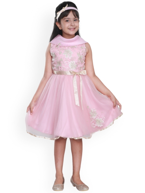 

CUTECUMBER Girls Pink Embellished Fit and Flare Dress