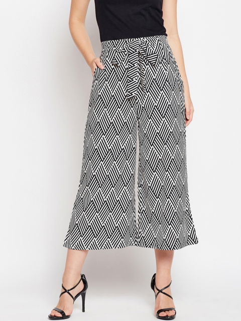 

WISSTLER Women Black & White Flared Printed Culottes