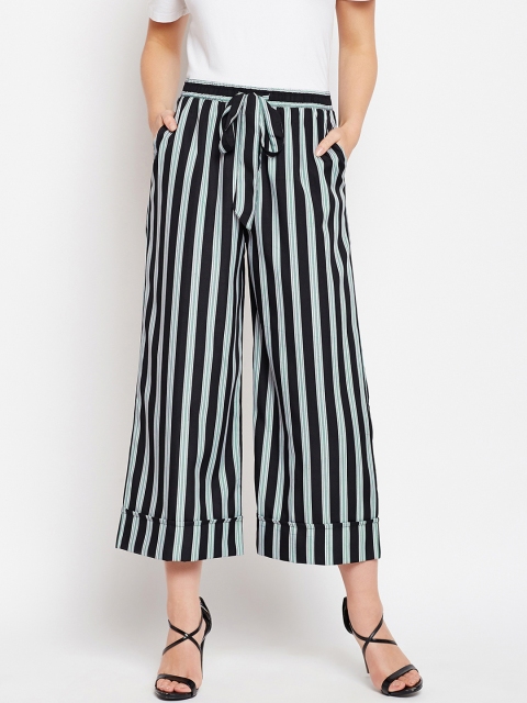 

WISSTLER Women Black & White Straight Fit Striped Culottes