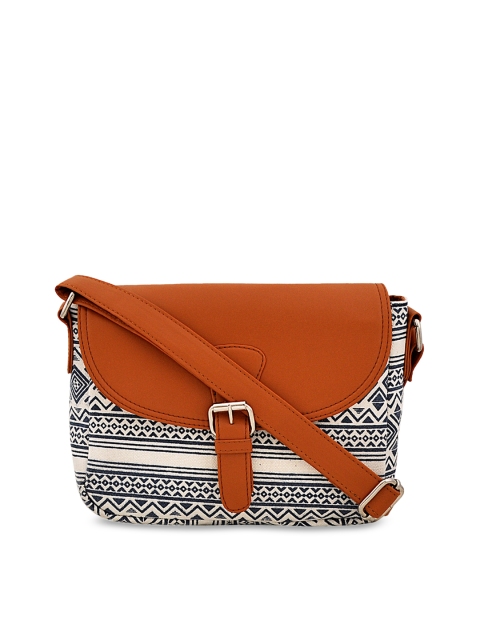 

STELLER Navy Blue & Tan Printed Sling Bag