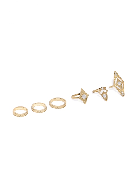 

JewelRush Gold-Toned Set of 5 Rings