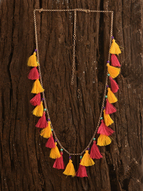 

JewelRush Pink Metal Tasselled Necklace