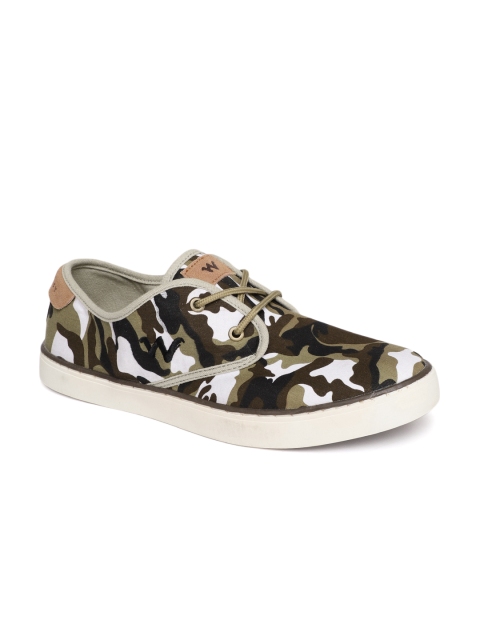

Wildcraft Men Olive Green & Brown Printed Sneakers