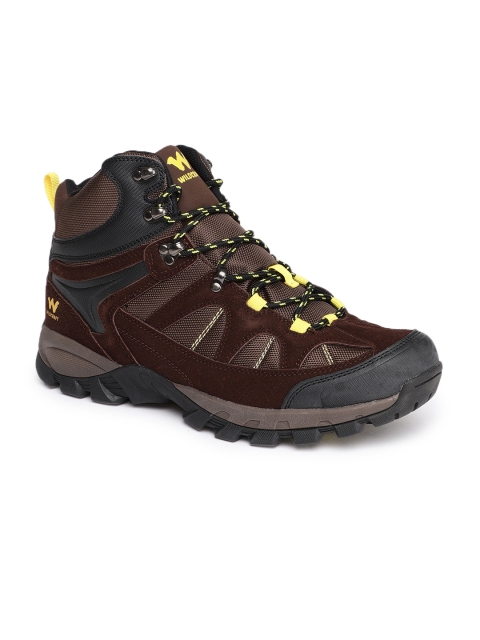 

Wildcraft Men Brown & Black Solid Suede Mid-Top Trekking Shoes