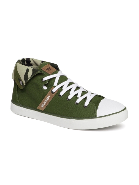 

Wildcraft Men Olive Green Solid Mid-Top Sneakers