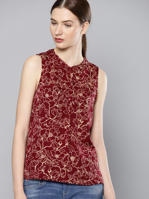 

Chemistry Women Maroon Printed Top