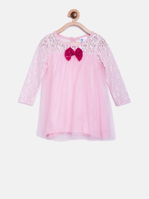 

612 league Girls Pink Lace A-Line Dress