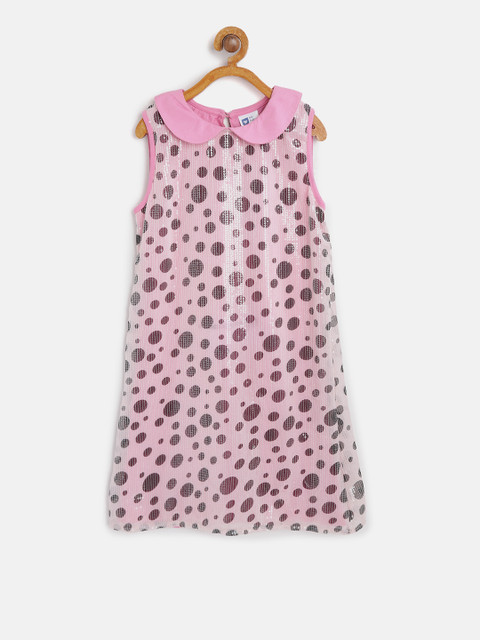 

612 league Girls Pink Polka Dot Print A-Line Dress