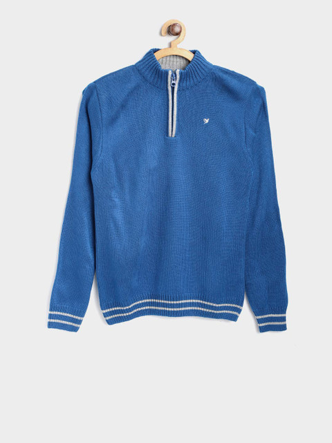 

612 league Boys Blue Solid Sweater