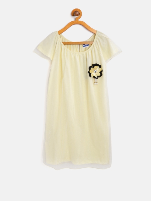 

612 league Girls Cream-Coloured Solid A-Line Dress