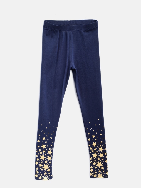 

612 league Girls Navy Blue Printed Detail Leggings