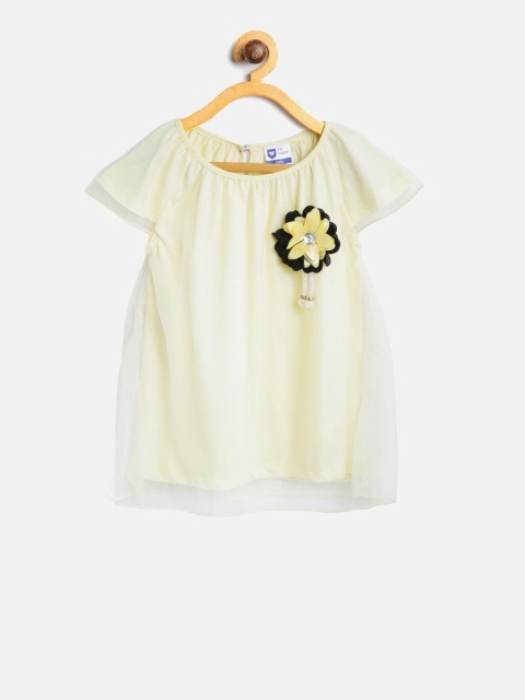 

612 league Girls Yellow Solid A-Line Dress