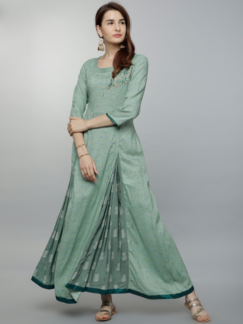 

Vishudh Women Sea Green Embroidered Anarkali Kurta