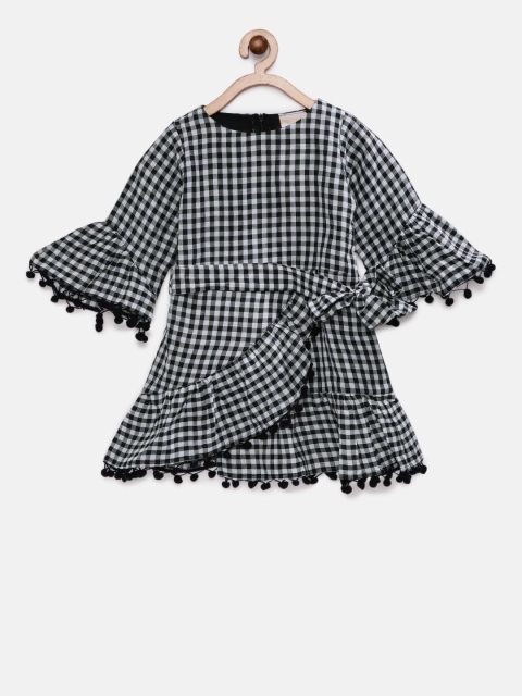 

Fairies Forever Girls Black Checked Fit and Flare Dress
