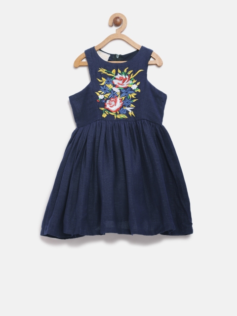 

Fairies Forever Girls Navy Blue Solid Fit and Flare Dress