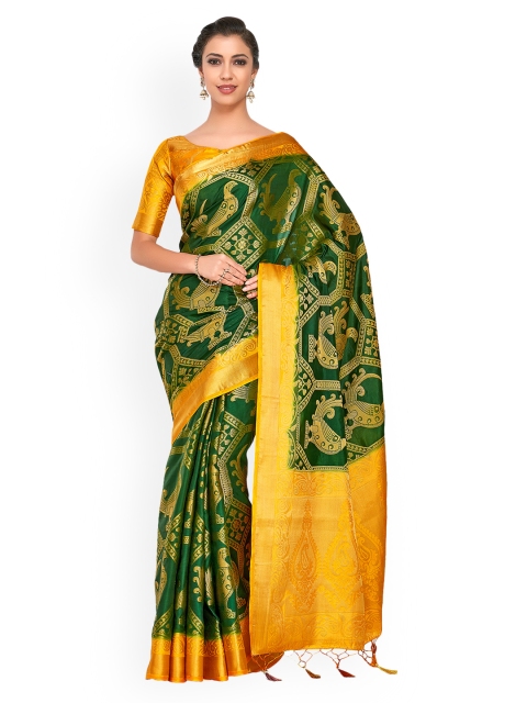 

MIMOSA Green Art Silk Woven Design Kanjeevaram Saree