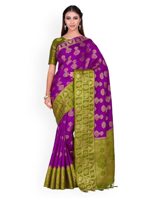 

MIMOSA Purple & Green Art Silk Woven Design Kanjeevaram Saree