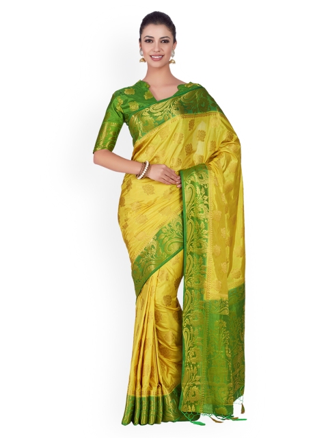 

MIMOSA Yellow & Green Art Silk Woven Design Kanjeevaram Saree