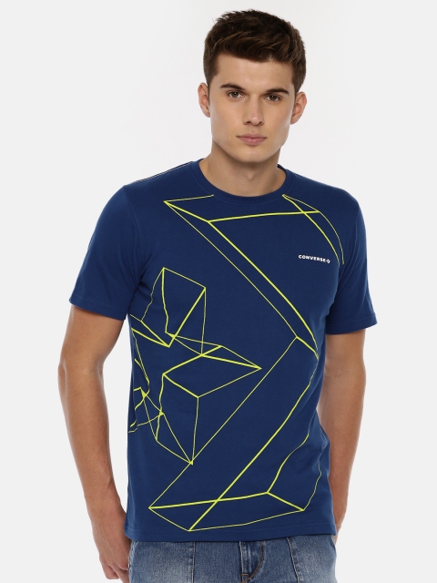 

Converse Men Blue & Yellow Printed Round Neck T-shirt