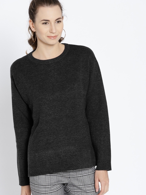 

MANGO Women Charcoal Grey Solid Pullover
